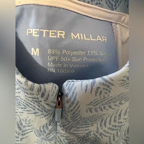 Peter Millar Printed Raglan Sleeve Perth Layer Quarter Zip - Medium - Picture 8 of 8